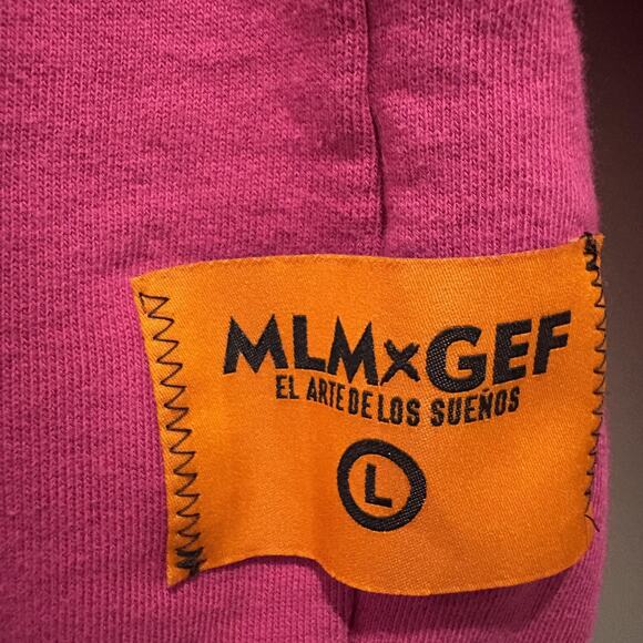 MLM x GEF Hoodie Mens Large Pink Maluma El Arte de los Sueños Pullover - Picture 2 of 12
